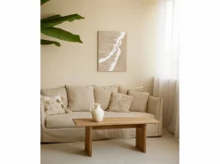 DECOWOOD Cuadro decorativo sobre lienzo de lino con marco de madera negro pintado artesanalmente con pintura al oleo de 80x100cm - ADRIANA - Multicolor