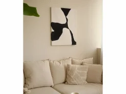 New Cuadro decorativo sobre lienzo de algodón con marco de madera blanco pintado artesanalmente con pintura al oleo de 80x100cm - MISIA - Cuadro