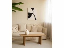 New Cuadro decorativo sobre lienzo de algodón con marco de madera blanco pintado artesanalmente con pintura al oleo de 80x100cm - MISIA - Cuadro