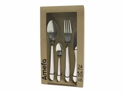 New Amefa Cubertería de 24 piezas de Madera Blanca Eclat Nature Blanco