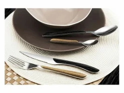 Amefa Cubertería de 24 piezas Eclat Nature Madera Negra - Estilo Escandinavo