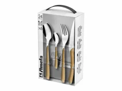 Amefa Cubertería de 24 piezas Eclat Nature en madera clara para 6 personas