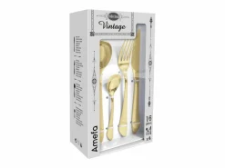 New Amefa Cubertería de 16 piezas Instinct Champagne Mat - Acero Inoxidable Dorado