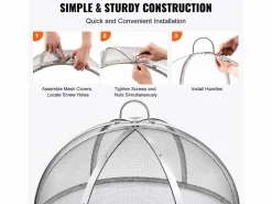 Outlet Cubierta SucceBuy de Protección Antichispas para Hogar Redondo de Leña de 76.2cm en Acero Inoxidable, Accesorios Redondos para Anillo de Hogar al Aire Libre Plateado