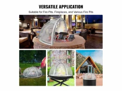 Outlet Cubierta SucceBuy de Protección Antichispas para Hogar Redondo de Leña de 76.2cm en Acero Inoxidable, Accesorios Redondos para Anillo de Hogar al Aire Libre Plateado