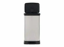 Sale Cubo de basura con pedal 50L efecto metal , plástico reciclado, cierre silencioso y sistema antiolor Plateado