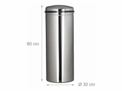 Clearance Cubo de basura de acero inoxidable 50 litros cubo de basura metálico 80 cm de alto 30 cm de diámetro tapa redonda color plata 13_0002329 Cubo De Basura Para Cocina