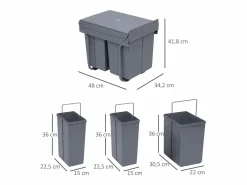 Homcom Cubo de basura de reciclaje 48x34,2x41,8 cm