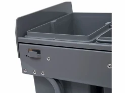 New Cubo de basura empotrable de 40L, sistema de clasificación con 3 compartimentos extraíbles, plástico, (48x34,2x41,8 cm) Gris