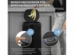 Sale ML-DESIGN Cubo de basura 30L papelera con sensor movimiento cesta con pantalla LED Negro