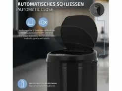 Sale ML-DESIGN Cubo de basura 30L papelera con sensor movimiento cesta con pantalla LED Negro