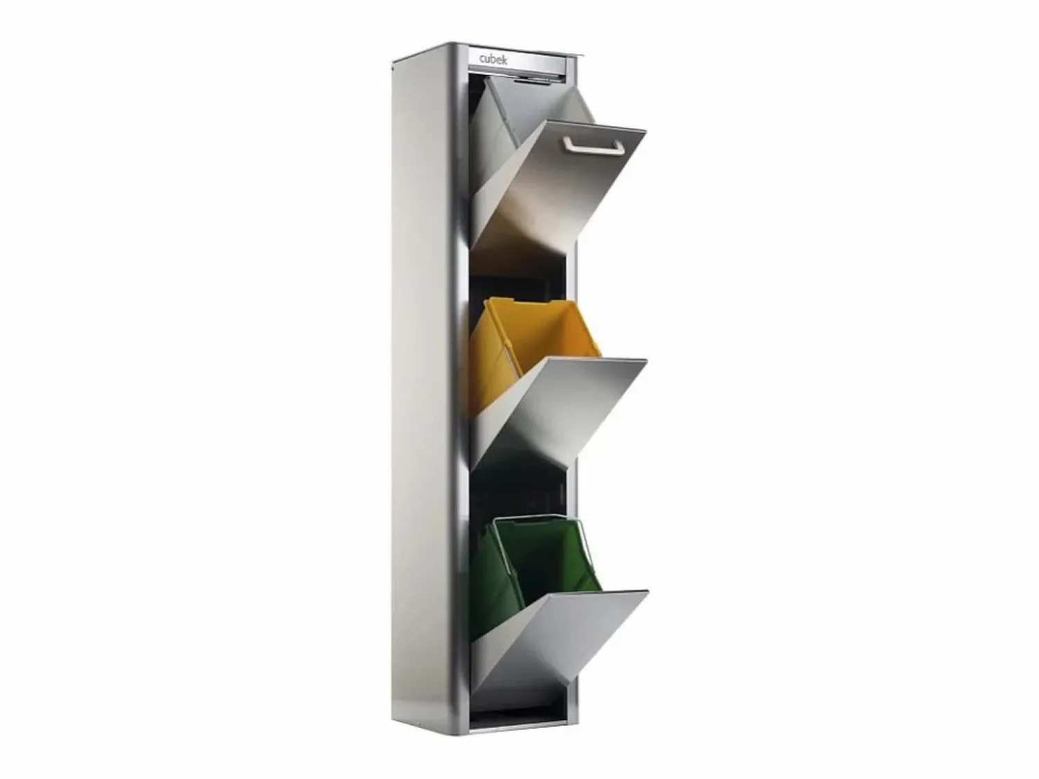 Don Hierro Cubo de basura para la cocina - Cubo de reciclaje - 3 compartimentos de 20L - acero Inoxidable - CUBEK