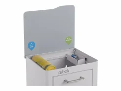 New Don Hierro Cubo de basura para la cocina - Cubo de reciclaje - 3 compartimentos de 20L - CUBEK Gris