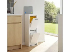 Don Hierro Cubo de basura para la cocina - Cubo de reciclaje - 2 compartimentos de 20L - CUBEK Blanco