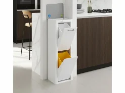 Don Hierro Cubo de basura para la cocina - Cubo de reciclaje - 2 compartimentos de 20L - CUBEK Blanco