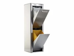 Online Don Hierro Cubo de basura para la cocina - Cubo de reciclaje - 2 compartimentos de 20L - Acero Inoxidable - CUBEK Plateado