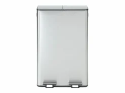 New Vente-unique Cubo de clasificación de basura con pedal en acero inoxidable, 2 compartimentos de 30L, Cromado, GANEM Plateado