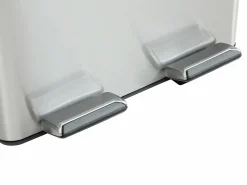 New Vente-unique Cubo de clasificación de basura con pedal en acero inoxidable, 2 compartimentos de 30L, Cromado, GANEM Plateado