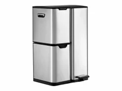 Cubo de reciclaje de acero inoxidable con pedal - 3 compartimentos - 60L - DUMEO Cubo De Basura Para Cocina