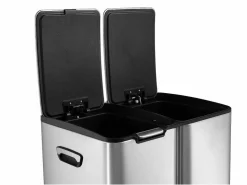 Cubo de reciclaje de acero inoxidable con pedal - 3 compartimentos - 60L - DUMEO Cubo De Basura Para Cocina