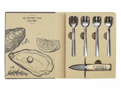 Cook Concept Cuchillo para ostras y 4 tenedores de acero inoxidable