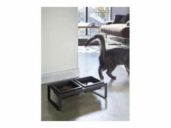 Best Yamazaki Cuenco de diseño doblemente elevado para el gato Tower Negro