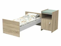 Cuna de madera de 120x60 convertible en 90x190 con cambiador de 1 puerta