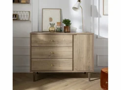 Sauthon Cuna evolutiva Mokka, Cama evolutiva 140x70 y cómoda - Chêne Mokka