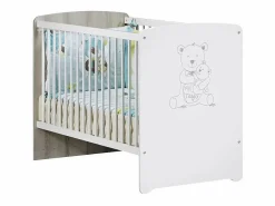 Cuna 120x60 serigrafiada topo en madera blanca