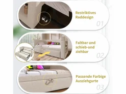 Merax Daybed - 90 x 200 cm + 90 x 190 cm - con cama nido - reposabrazos con USB + almacenaje - madera + algodón + metal -
