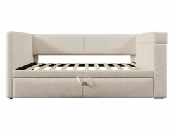 Merax Daybed - 90 x 200 cm + 90 x 190 cm - con cama nido - reposabrazos con USB + almacenaje - madera + algodón + metal -