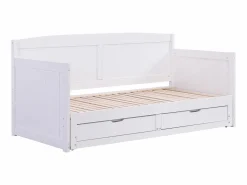 Sale Vente-unique Daybed de 90 x 190 o 180 x 190 cm en pino y MDF con somier de láminas - DINIVA Blanco