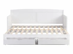 Sale Vente-unique Daybed de 90 x 190 o 180 x 190 cm en pino y MDF con somier de láminas - DINIVA Blanco