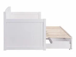 Sale Vente-unique Daybed de 90 x 190 o 180 x 190 cm en pino y MDF con somier de láminas - DINIVA Blanco