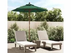 Hot Delinra Sombrilla de jardín con poste de madera verde 196x231 cm Sombrilla