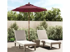 Online Delinra Sombrilla de jardín con poste de madera rojo burdeos 196x231 cm Sombrilla
