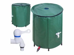 Mobilibrico Depósito de agua de lluvia de 200L en PVC con grifo y válvula de drenaje