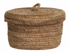 Outlet DESIO Set van 2 opbergmanden met deksel – natuurlijke jute Macetero