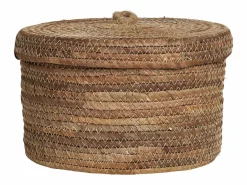 Outlet DESIO Set van 2 opbergmanden met deksel – natuurlijke jute Macetero