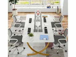 Tribesigns Despacho de ordenador, Mesa de escritorio informático de 160 cm, Mesa de estudio moderna para PC, Mesa de trabajo, Mesa de comedor, y Oro