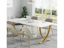 Tribesigns Despacho de ordenador, Mesa de escritorio informático de 160 cm, Mesa de estudio moderna para PC, Mesa de trabajo, Mesa de comedor, y Oro