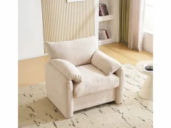 Clearance KOMHTOM Diseño moderno, tela de chenilla, sillón extragrande, sillón decorativo, sofá individual, Beige