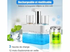 Best Dispensador automático de enjuague bucal 550ml con 2 vasos magnéticos - Dosificación ajustable, diseño blanco impermeable Azul