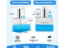 Best Dispensador automático de enjuague bucal 550ml con 2 vasos magnéticos - Dosificación ajustable, diseño blanco impermeable Azul