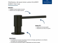 Outlet VILLEROY & BOCH Dispensador de jabón para fregadero mate Negro