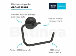 Outlet GROHE Dispensador de papel higiénico de pared Start mate Negro
