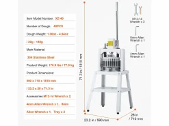 Clearance Divisor de Masa Manual SucceBuy 40 Piezas, Máquina de Pan de Acero Inoxidable, para Panadería, Restaurante, Comercial Blanco