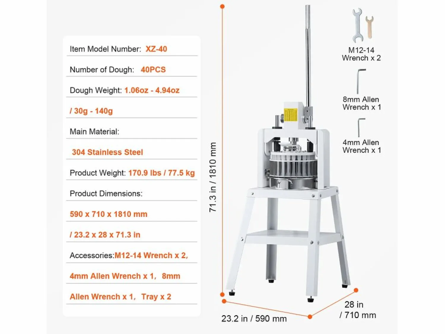 Clearance Divisor de Masa Manual SucceBuy 40 Piezas, Máquina de Pan de Acero Inoxidable, para Panadería, Restaurante, Comercial Blanco