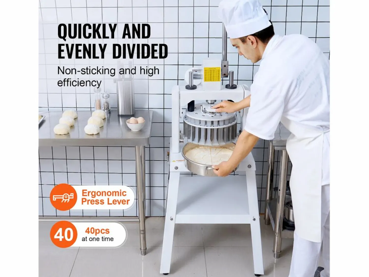 Clearance Divisor de Masa Manual SucceBuy 40 Piezas, Máquina de Pan de Acero Inoxidable, para Panadería, Restaurante, Comercial Blanco
