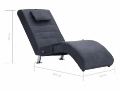 vidaxl Diván de masaje con almohada de piel de ante artificial